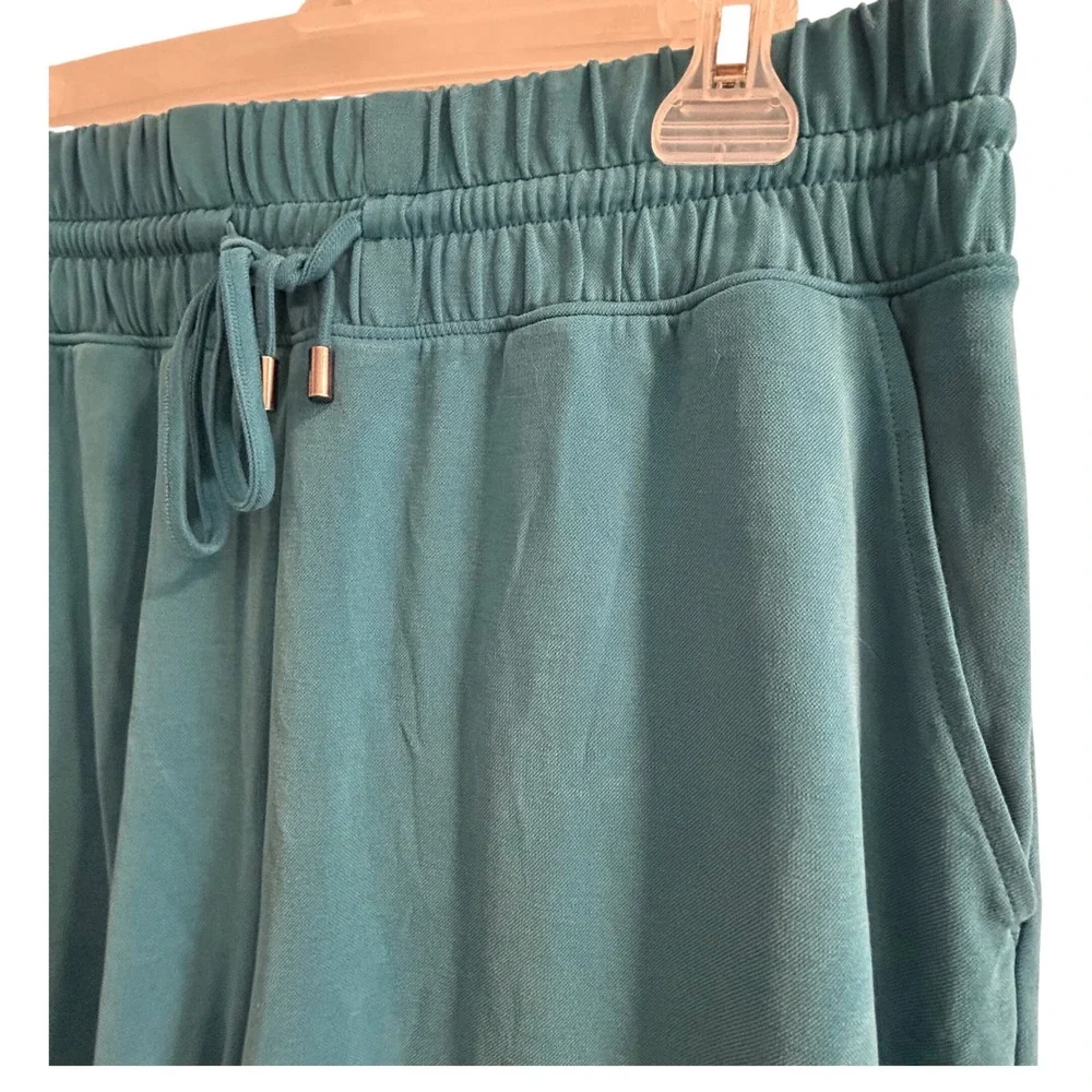 Lou & Grey Womens Teal Blue Soft Knit Wide Leg Drawstring Lounge Pants Size M - Picture 4 of 6